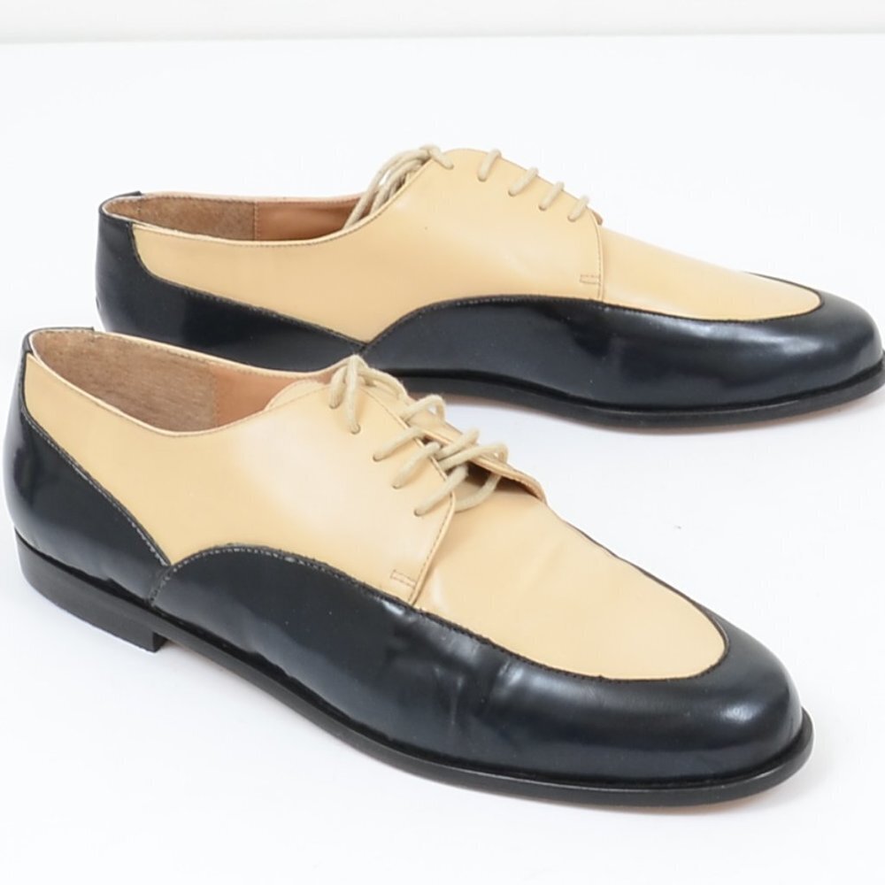 VTG 1998 CW Clifford Wills Black Tan Leather Two Tone Loafer Womens 11‎
